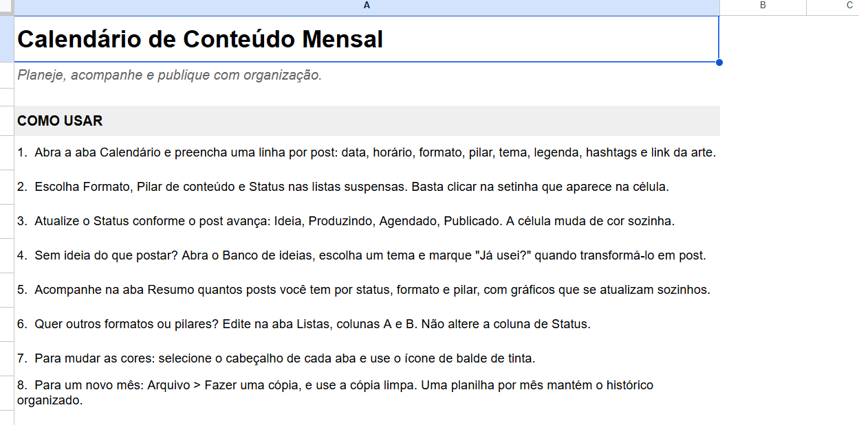 Aba Como usar com passo a passo